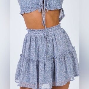 Floral Blue Tiered Skirt